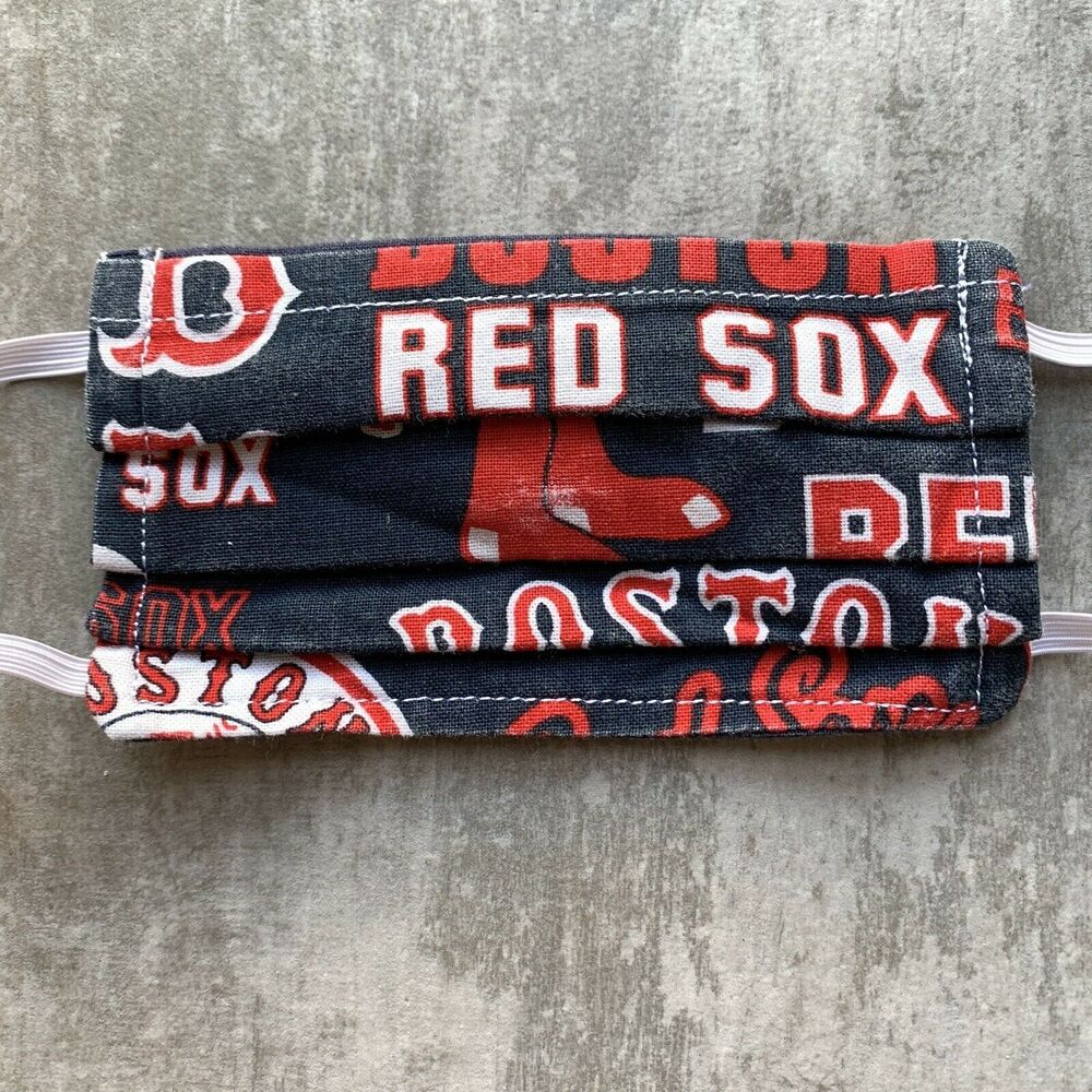 Homemade Handmade Toddler Kids Facemask Cotton Red Sox Reversible Washable New